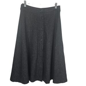 Talbots Heathered Gray Speckled Button Down Wool Blend Lined Women's Skirt 8